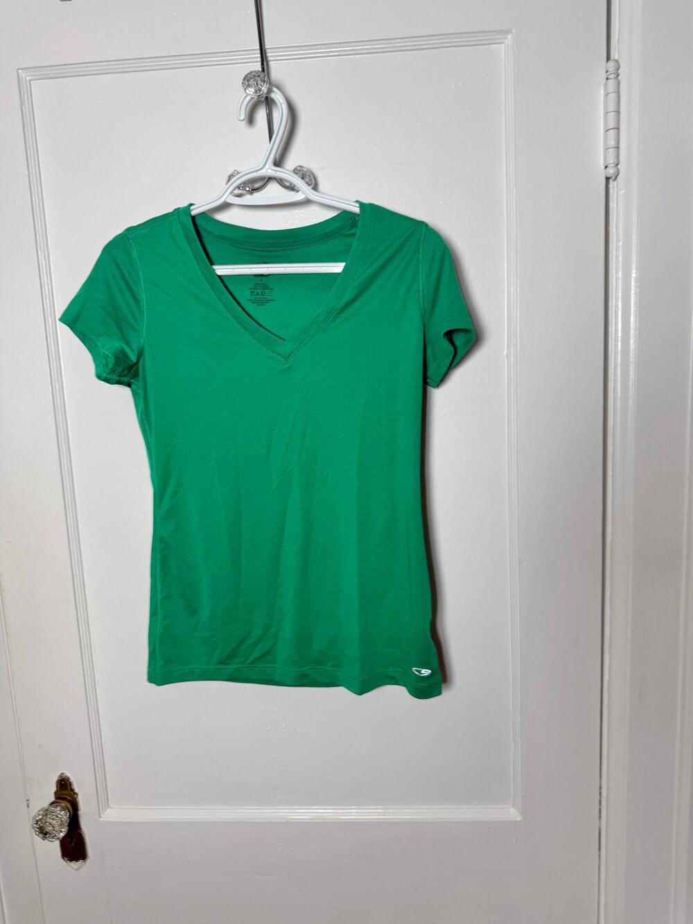 Champion Duo Dry Athletic Short Sleeve V-neck Workout T-shirt Green Women's S